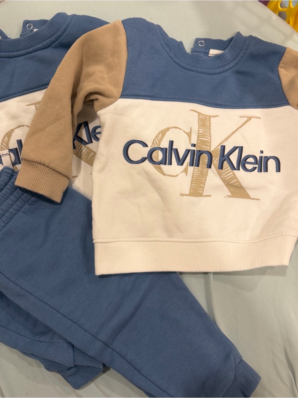 Calvin Klein Blue White Tan Kids Matching Set